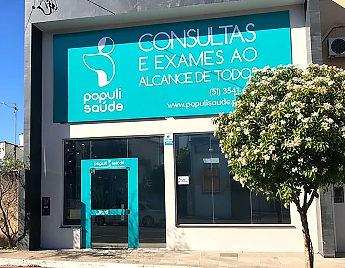 Fachada da Clínica Populi Saúde, no Centro de Taquara/RS